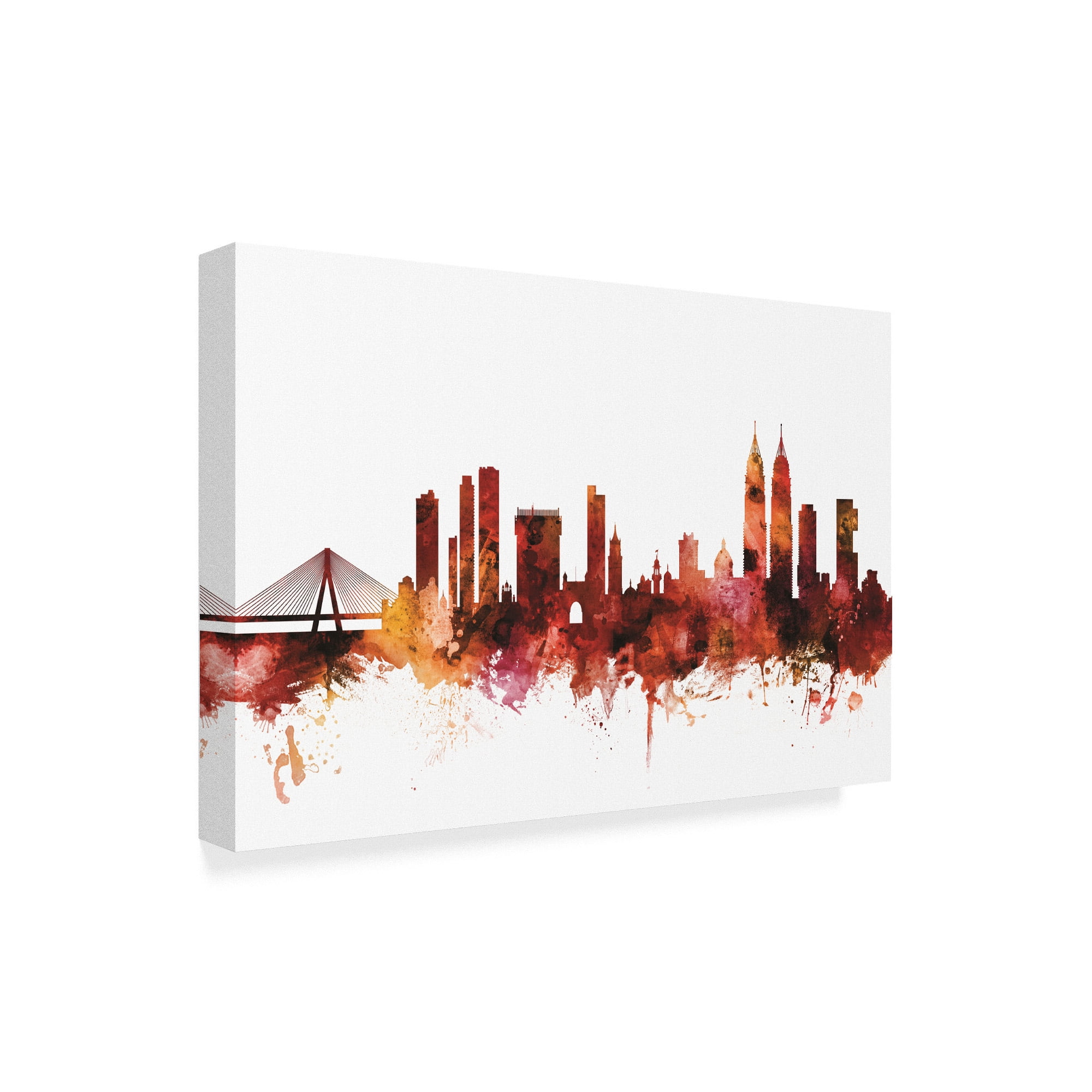Trademark Fine Art 'Mumbai Skyline India Bombay Red' Canvas Art by Michael Tompsett
