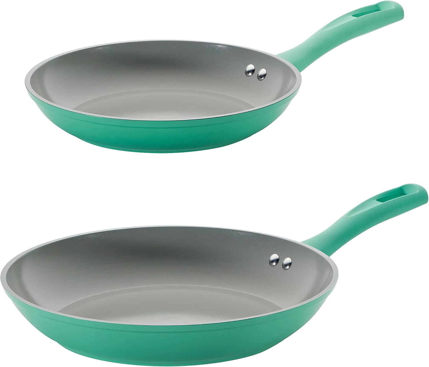 Solara 10 & 12-Inch Ceramic Non Stick Frying Pan Set, Heavy-Gauge Aluminum Skillet with Nonstick Coating, Dishwasher and Oven Safe (Teal, 2-Pack)