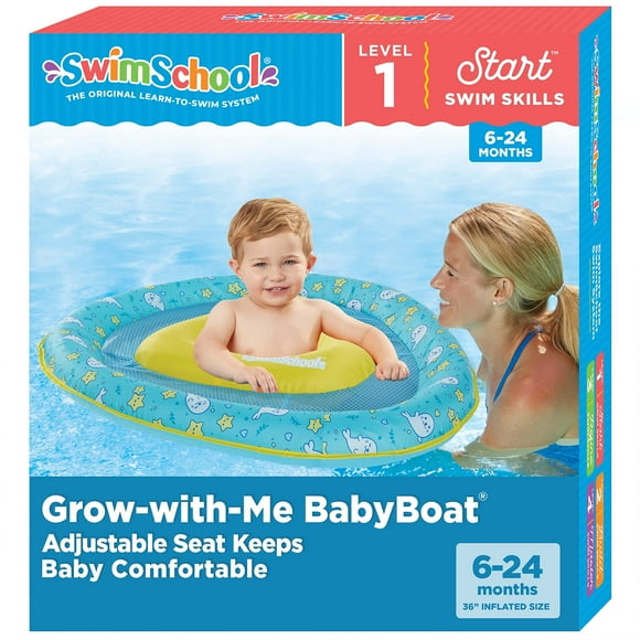 SwimSchool Lil? Otter?Baby Pool Float?- 6-24 Months -?Infant Swim Float?with Splash & Play Activity Center and Safety Seat - Blue