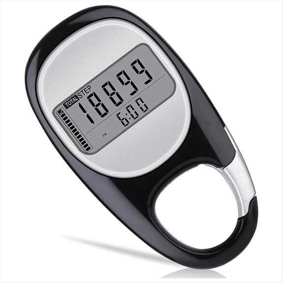 Rollbacks & More 3D Pedometer for Walking Steps and Miles, Portable Step Counter with Distance