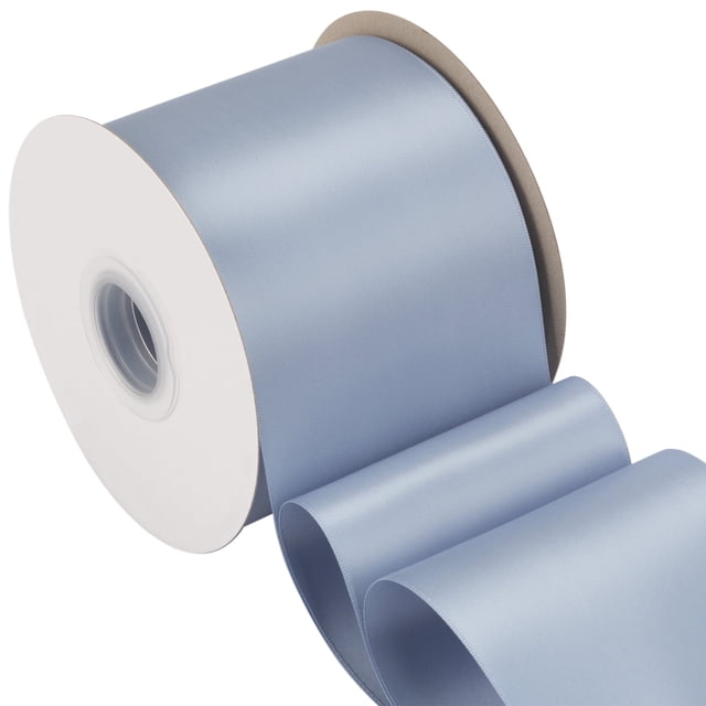 Joycrosso French Blue Ribbon 4 Inch Wide Thick Fabric Ribbon, 50 Yards Double Faced Satin for Chair Sash Bows Making Bouquet Sewing Christmas Decoration