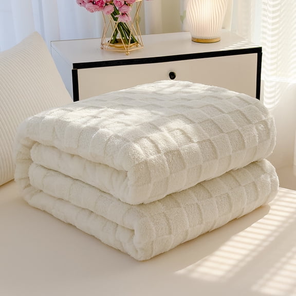 Mictong White Checkered Blanket -1 Piece, 78.74X70.87In Ultra Soft And Comfortable Blanket, Used For Home, Bedroom, Bed, Sofa Decoration Blanket