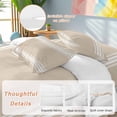 thumbnail image 3 of Beige Striped Duvet Cover Set,Farmhouse Luxurious White Stripes Modern Abstract Art Soft Duvet Cover Full Size Bedding Set 4Pcs,1 Quiltcover and 2 Pillowcases with Zipper,1 Bed Sheet for All Seasons, 3 of 9