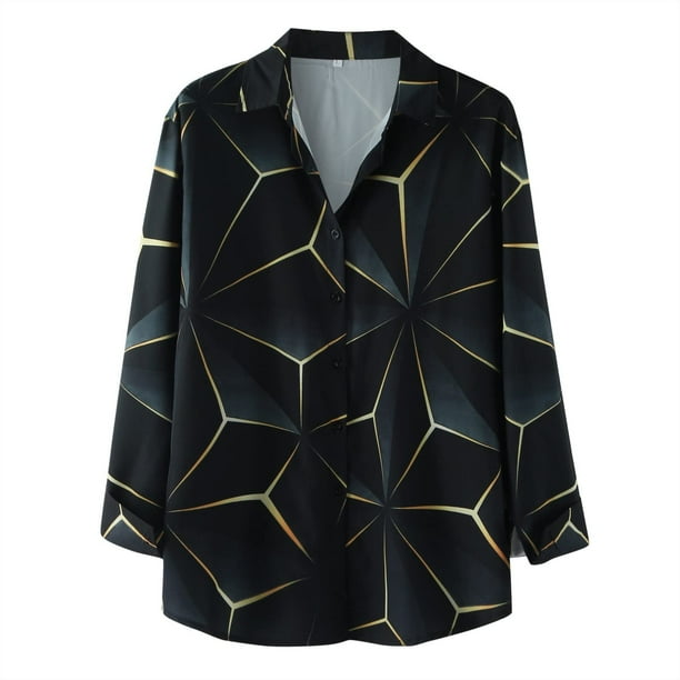 Chaqueta casual de camisa de solapa estampada a cuadros estampada en contraste para hombre Pompotops oipoqjl12658