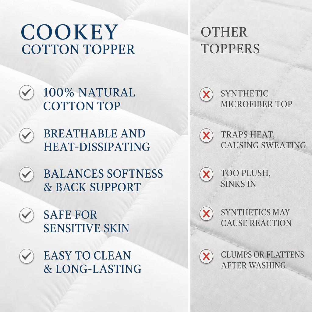 COOKEY Full Mattress Topper, Cooling Pillow Top Quilted Mattress Protector, Deep Pocket Breathable Mattress Pad, 54x75 Inches