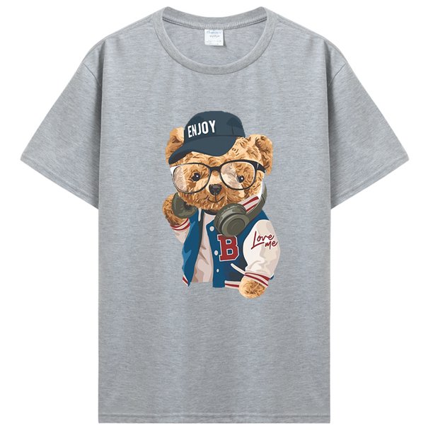 Camiseta de caballero Tech Control Teddy Bear para hombre camiseta de gran tamaño a la moda Camiseta de algodón de alta calidad camisetas de Hip Hop de verano ropa de calle