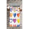 thumbnail image 3 of Ambesonne Grunge Quilted Bedspread Set 2 Pcs, Watercolor Heart Romance, Twin Size, Red Blue Yellow, 3 of 3