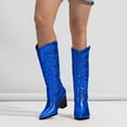 thumbnail image 2 of Juosiy Knee High Cowboy Boots for Women Chunky High Heels Pull-on Embroidered Wide Calf Cowgirl Boots, 2 of 8