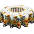 thumbnail image 1 of Sunflower Floral Tablecloth Round 60 Inch Buffalo Plaid Table Cloth Waterproof Reusable Table Cover Decorative for Picnic Party Holiday, 1 of 6