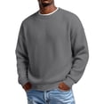 thumbnail image 2 of Mens Sweaters Crew Neck Long Sleeve Solid Color Fashion Loose Thicken Fall Pullover Sweater Dark Gray L, 2 of 7