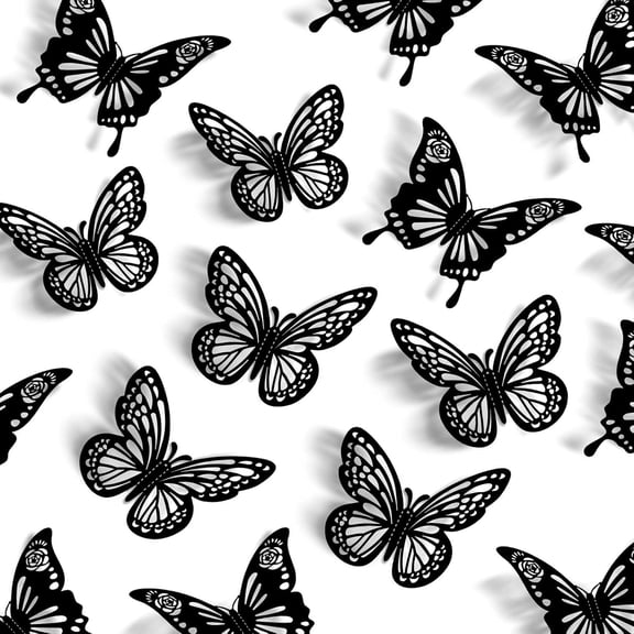 Butterfly Wall Decor, 48Pcs 2 Styles 3 Sizes Butterflies for Birthday Cake Cupcake Toppers, 3D Paper Iridescent Sticker Graduation Grad Cap Decorations Baby Shower Girl Room Nursery Decals