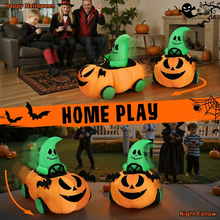 Firstness 2.6ft Remote Control Halloween Inflatable Pumpkin Ghost