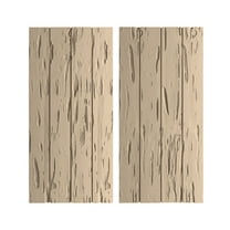 Ekena Millwork 22"W x 76"H Rustic Four Board Joined Board-n-Batten Pecky Cypress Faux Wood Shutters w/No Batten (Per Pair), Primed Tan