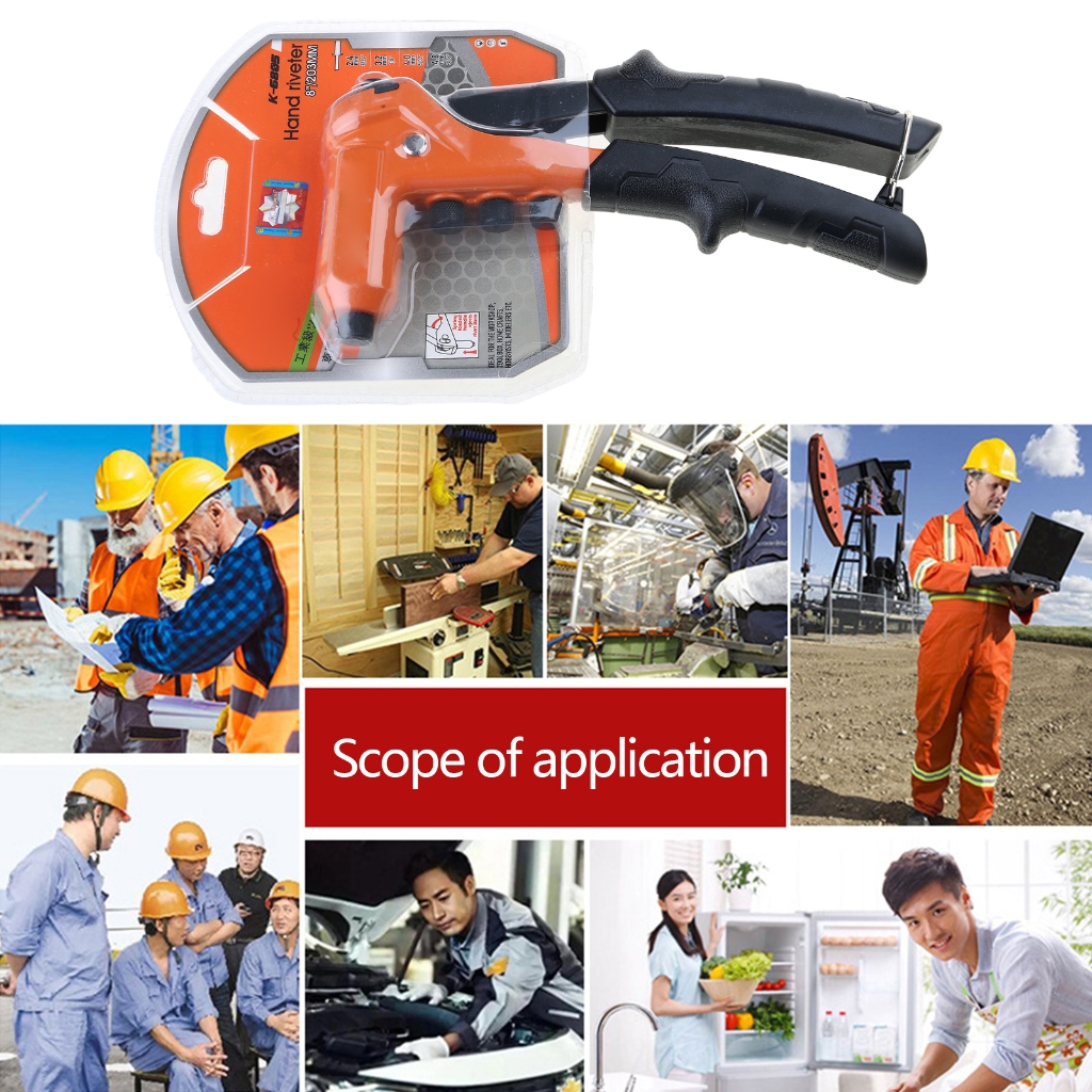 Zeiwohndc Mini Rivet Gun Heavy Duty Hand Riveter with 4 Interchangeable Heads Durable