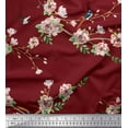 thumbnail image 1 of Soimoi Poly Crepe Fabric Leaves,Floral & Paradise Whydah Bird Decor Fabric Printed Yard 52 Inch Wide, 1 of 1