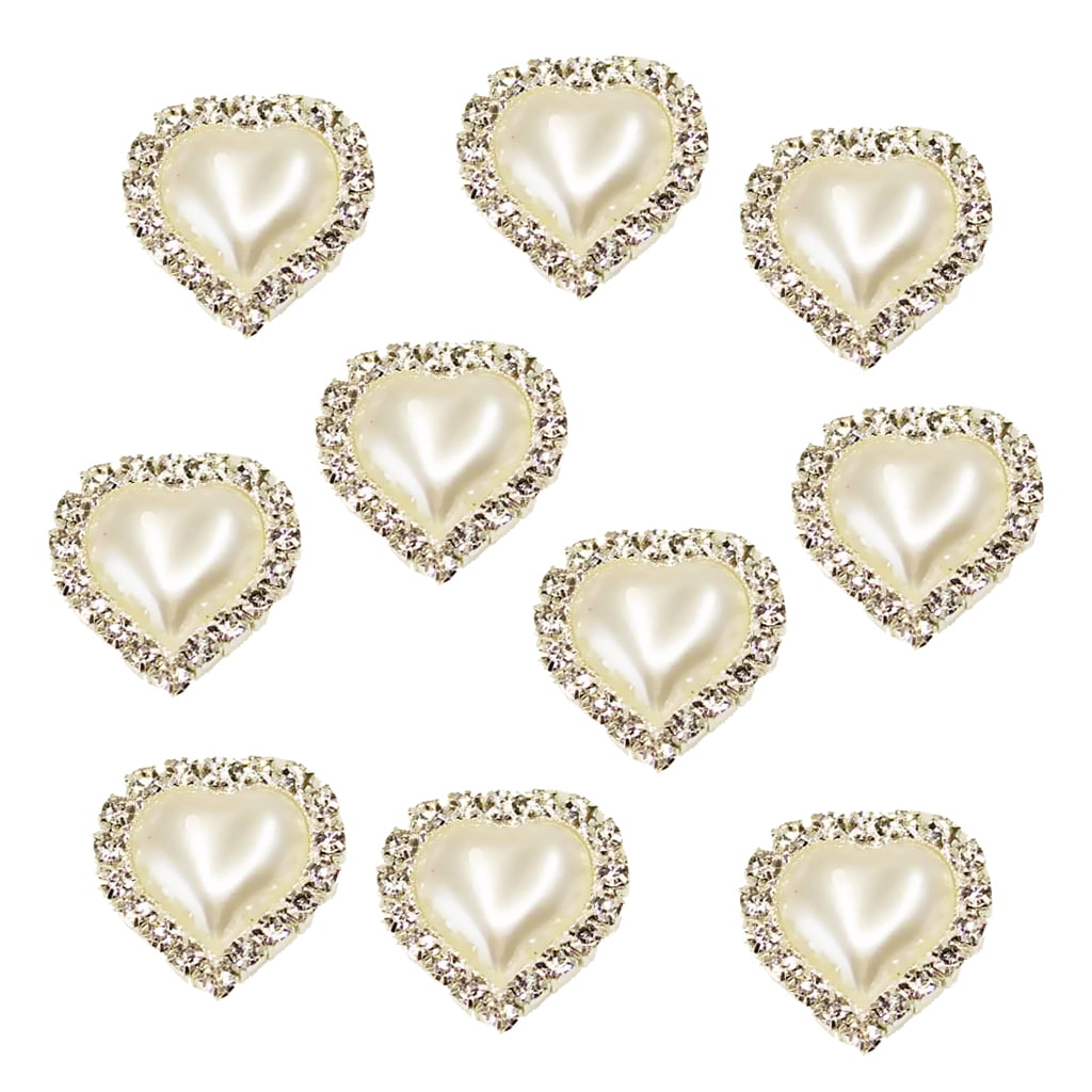 100 Pearl Bead Hearts Embellishments Craft Wedding Scrapbook Cards 11mm 