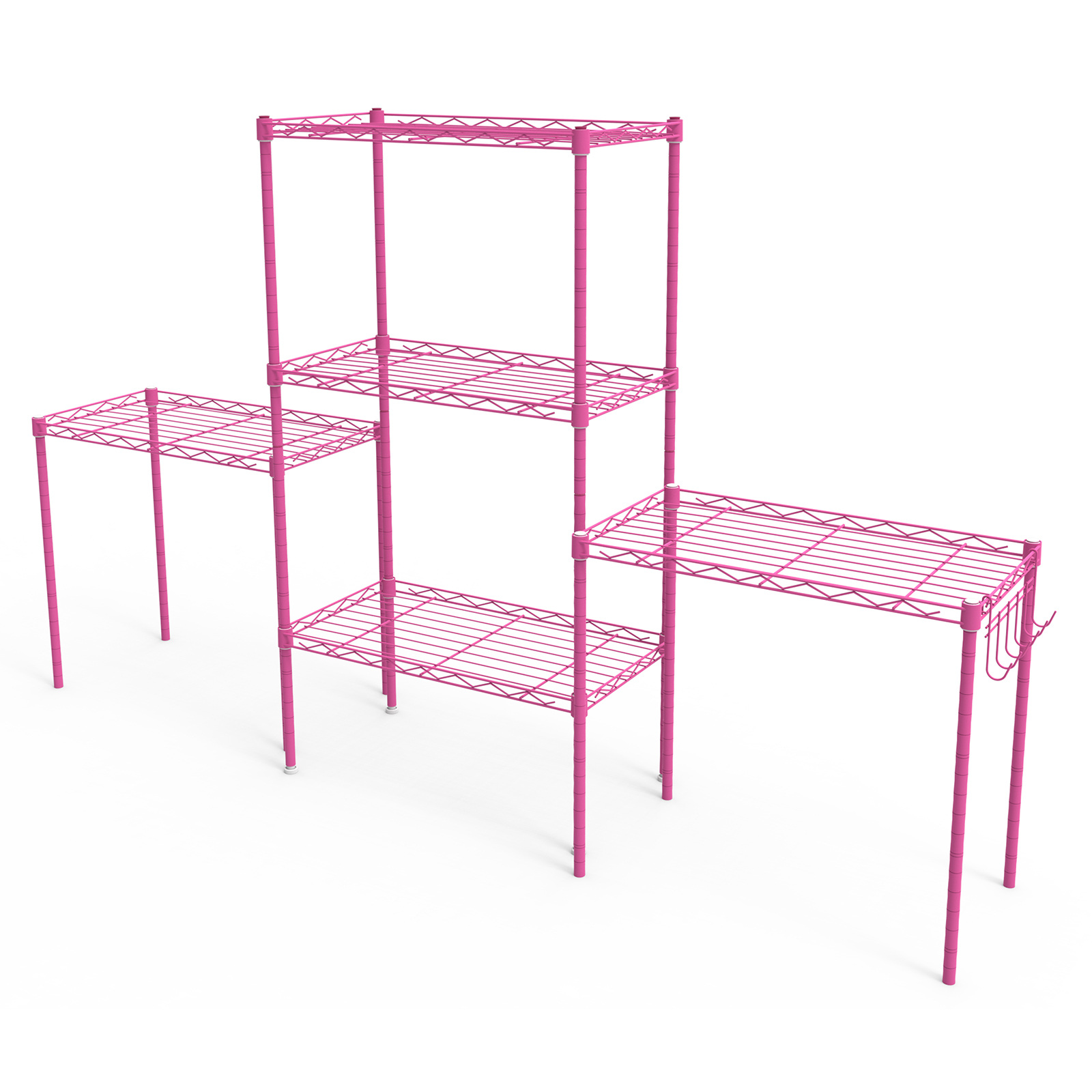 Ktaxon 5 Tier Layer 59"x21"x11.5" Storage Rack, Wire Shelving Adjustable Steel Storage Rack Organizer Kitchen, Barbie Pink