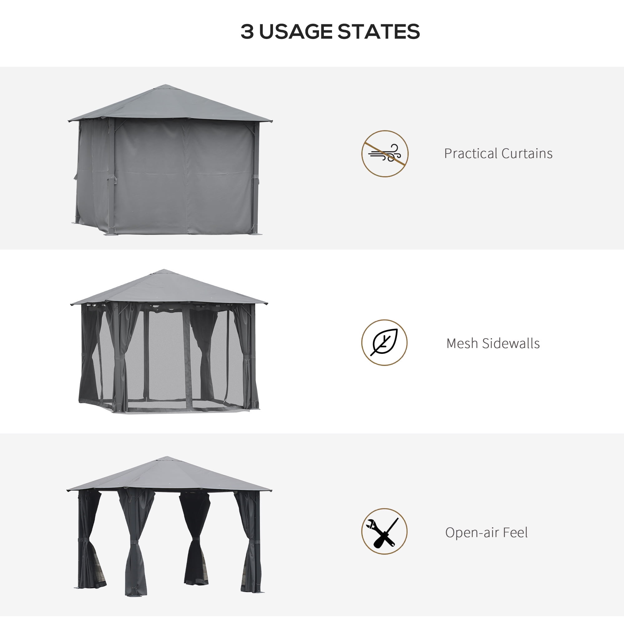 Outsunny 10' x 10' Screened Gazebo, Water-Resistant