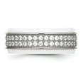 thumbnail image 3 of Auriga Stainless Steel Polished White Ceramic CZ Ridged Edge Ring for Women Size 10, 3 of 6