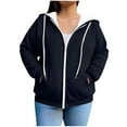 thumbnail image 2 of Hanen Women's Plus Size Casual Hoodies Sweatshirt Long Sleeve Full Zipper Track Tops Athletic Jackets with Pockets, 2 of 6