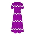 thumbnail image 5 of Lindreshi Summer Dresses for Women 2024 Women's Fashionable Short Sleeve Round-Neck Loose Wave Printed Long Dress, 5 of 6