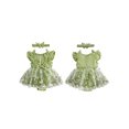 thumbnail image 5 of Loicainy Infant Baby Girl Romper Dress 3 6 9 12 26 Months Floral Embroidery Butterfly Decor Fly Sleeve Crew Neck Skirt Hem Infant Bodysuits Jumpsuits with Headband, 5 of 9