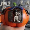 thumbnail image 4 of Halloween Pumpkin Skull Lamp, Creative Resin Hollow Pumpkin With Led Skull Light, 4 of 5