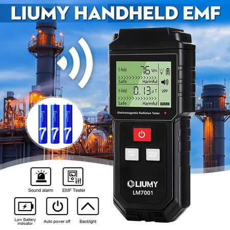 LIUMY Portable Handheld Digital LCD EMF Detector,  Electromagnetic Radiation Detector Tester Dosimeter with Sound-Light