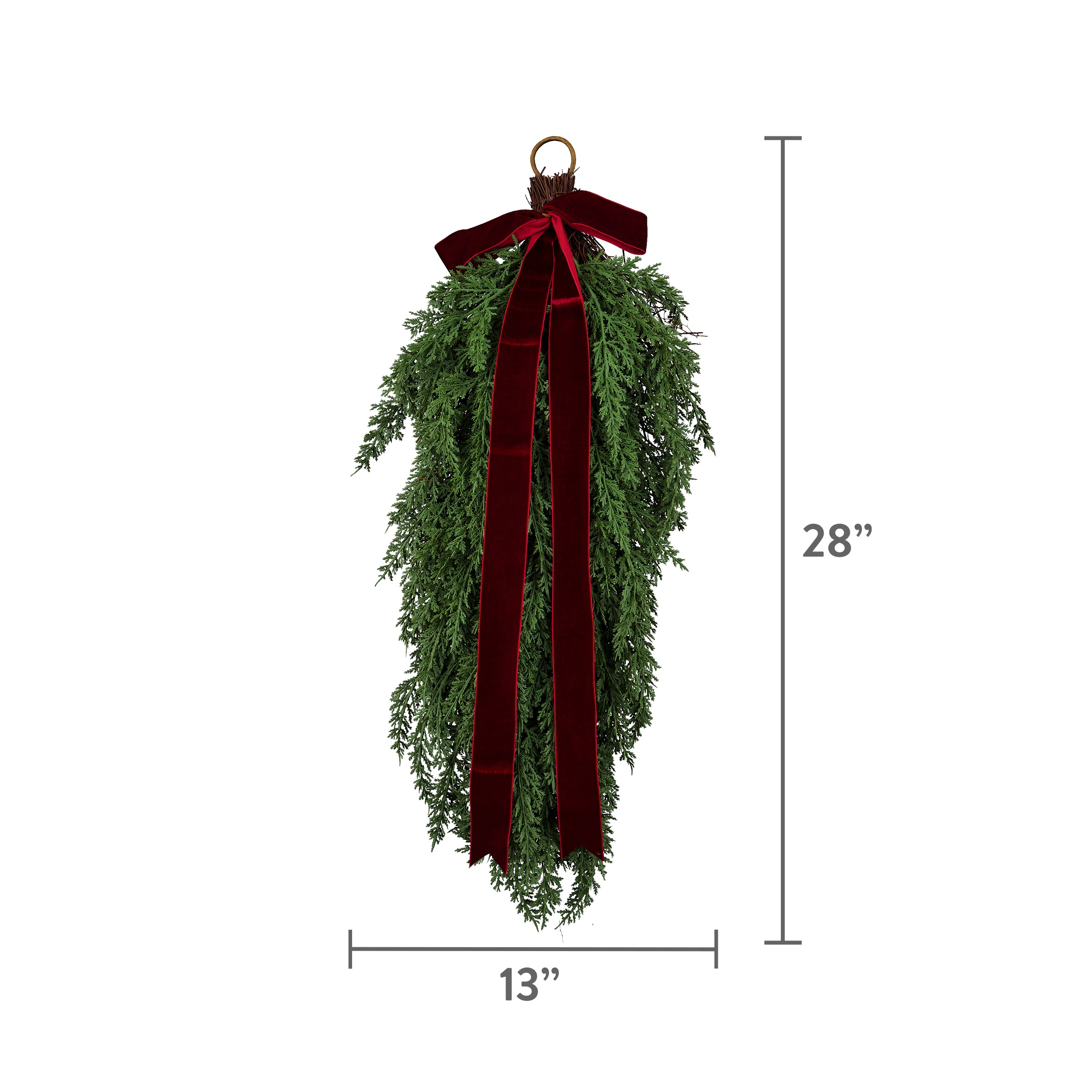 My Texas House 28-Inch Cedar Christmas Swag, Green and Red photo 6