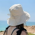 thumbnail image 6 of CoCopeanut New Autumn Summer Solid Color Bucket Hat for Women UV Protection Sun Hat Big Wide-brim Visor Women's Sunscreen Fisherman Hat, 6 of 6