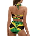 thumbnail image 2 of Yuyamidu Jamaican Flag Bikinis for Women 2 PCS Coconut Tree Swimsuit with Bottom Size M Tummy Control Bathing Suits Top High Waist Bikini Set for Summer Pool Party, 2 of 6
