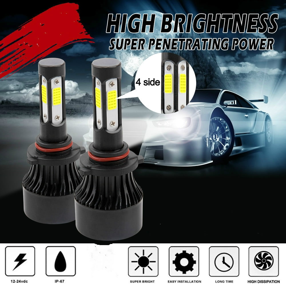 4-Sides 9007 9006 COMBO LED Headlight Kit Hi Low Beam Fog Lamp 640W 64000LM 4PCS 