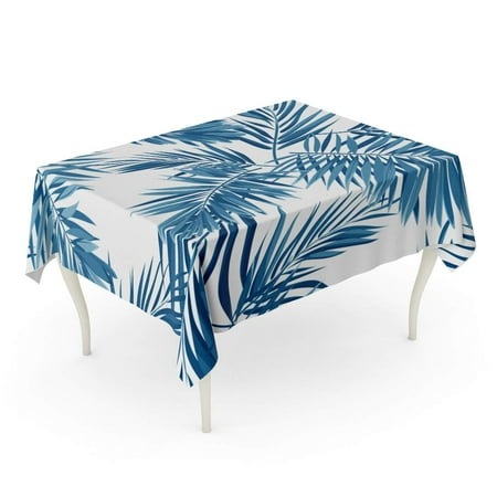 

KDAGR Indigo Blue Pattern Monstera Palm Leaves on Dark Summer Tropical Tablecloth Table Desk Cover Home Party Decor 60x84 inch