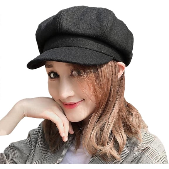 Kukuzhu Men Classic Newsboy Cap Felt Cabbie Gatsby Hat Vintage Paperboy Cap Visor Beret Octagonal Flat Hat Spring Winter