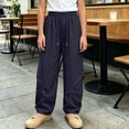 thumbnail image 6 of Tbopshirt Pants for Big Girls Size 5-16 Years Kids Drawstring Elastic Waist Wide Leg Pants Pleated Side Pocket Loose Casual Trousers for Girls, 6 of 7