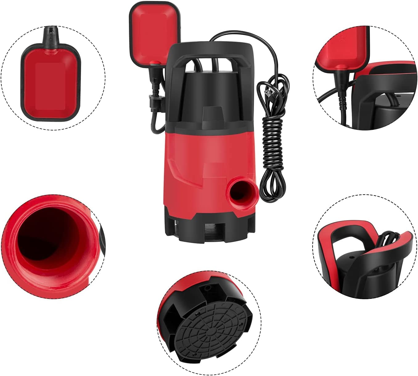 Sump Pump ,1HP Submersible Electric Water Pump with 3700GPH Automatic Float Switch for Pool Draining Hot Tub Flood Drain and Irrigation