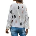 thumbnail image 5 of DYMADE Women Plus Size V-Neck Feather Print Long Sleeve Loose Blouse Top, 5 of 6