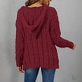thumbnail image 4 of MSJbahu Red 2024 Womens Sweaters Chunky Cable Knit V-Neck Solid Long Sleeve Pullover Tops for Teen Dressy, 4 of 7