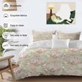 thumbnail image 4 of Pink Flowers Duvet Cover Set, Green Country Botanical Floral Leaves Soft Duvet Cover Queen Size Bedding Set 4 Pieces, 1 Quiltcover and 2 Pillowcases with Zipper, 1 Bed Sheet for All Seasons, 4 of 9