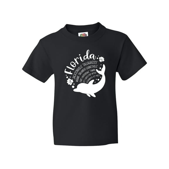 Inktastic Florida Cities with Dolphin Youth T-Shirt