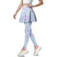 thumbnail image 2 of COEQINE Women Elastic Yoga Skirted Legging with Pockets Ruffle Pleated High Waist Tennis Leggings with Skirts Beauty Fish Scale Light Blue Purple Print Golf Skort Pants, XS, 2 of 7