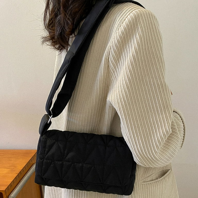 YXBQueen Ladies Black Quilted Purse Flap Crossbody Bag Shoulder Bag:  Handbags