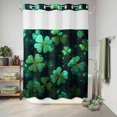 thumbnail image 6 of No Hook Shower Curtain, St. Patrick's Day Shower Curtains for Bathroom with See Through Top Window, Spring Green Clovers Botanical Herbs Waterproof & Washable Bath Curtain Extra Long 72"x84", 6 of 9