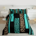 thumbnail image 2 of Feelyou Leopard Cheetah Print Bedding Comforter Set, Modern Fashion Cyan Twin Comforter Sets, Teens Adult Women Men Reversible Bedding Set, Super Cozy Room Decor, 2pcs, 2 of 8