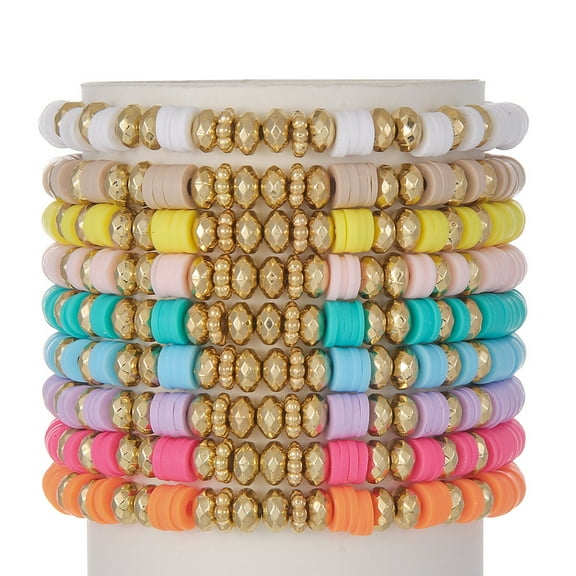 9PCS Friendship Bracelets Clay Bead Bracelets Stack Beaded Stretch Bff Bracelet for Women Boho Stackable Bracelet Preppy Summer Beach Jewelry Party Favors