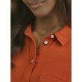 thumbnail image 4 of Time and Tru Women's Double Cloth Cotton Shirt with Long Sleeves, Sizes XS-XXXL, 4 of 5