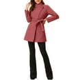 thumbnail image 3 of INSPIRE CHIC Women's Classic Stand Collar Long Sleeve Winter Belted Long Coat L Watermelon Red, 3 of 8