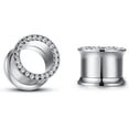 thumbnail image 4 of Unisex Women and Men 2pcs Hollow Gold/Sliver/Black Color Stainless Steel with Zircon Screw Ear Plugs Tunnels - Ear Expander Ear Gauges Stretcher Body Piercing Jewelry 8g-5/8, 4 of 6