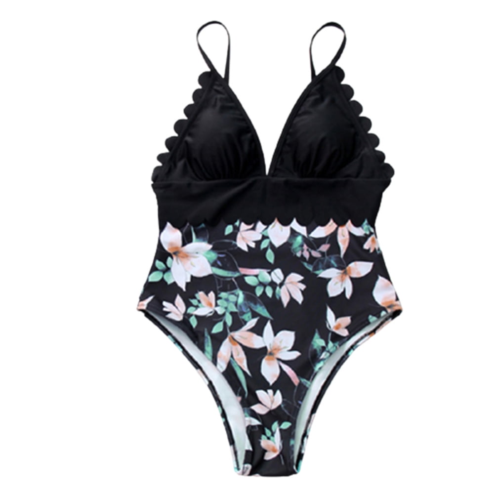 black flower swimsuit