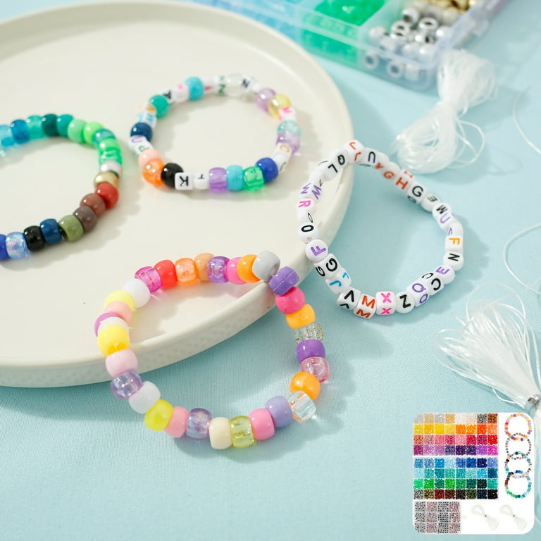 Ihvewuo 1977pcs Pony Beads Kit for Bracelet Making 64 Colors 9mm